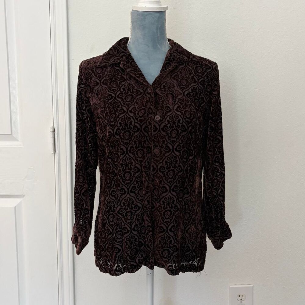 Petite-sophisticate Women's Brown and Burgundy Blouse